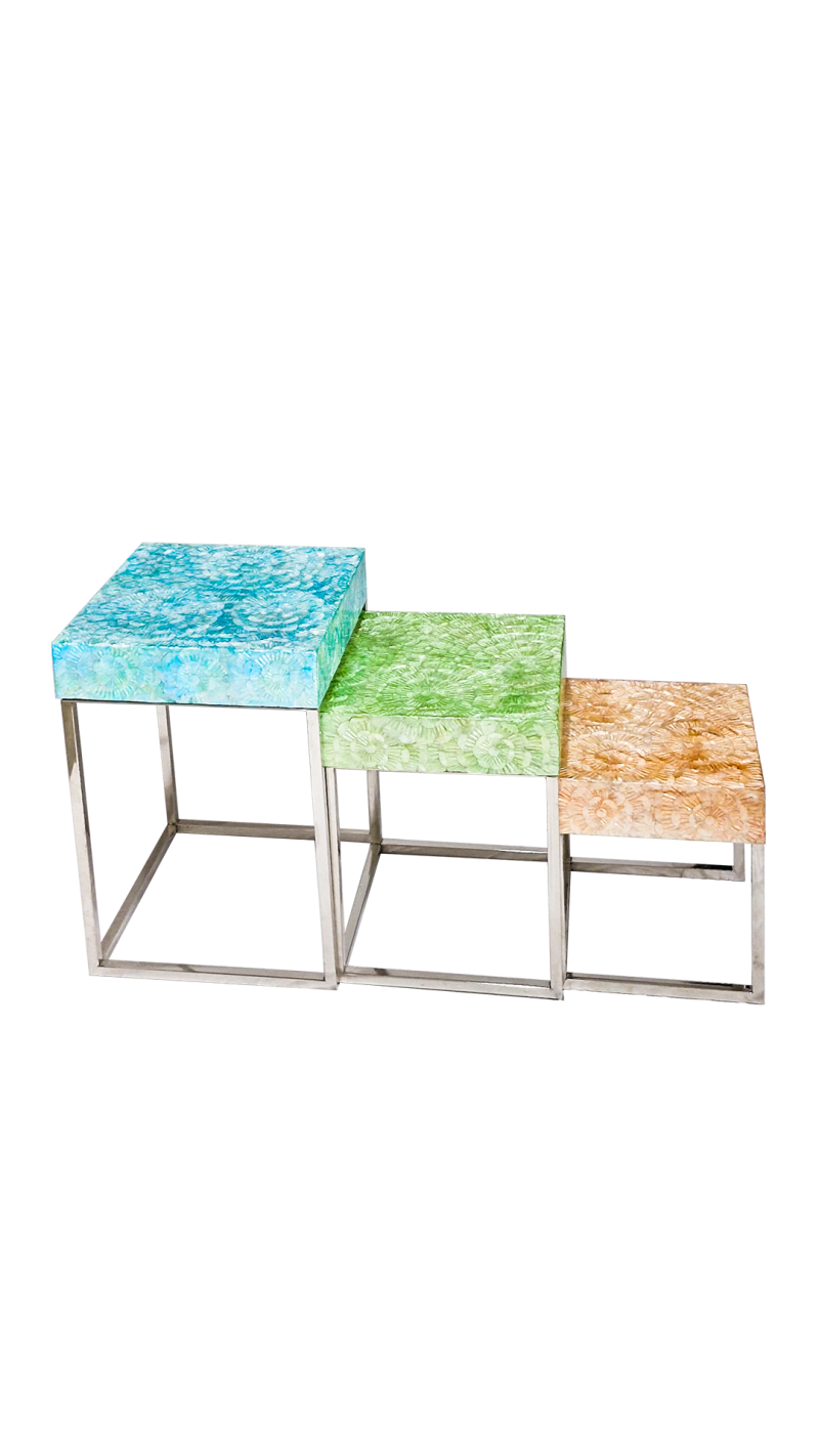 COLOR ROSE PETAL SIDE TABLE SET OF 3