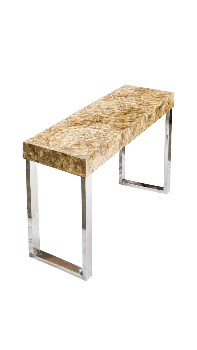GOLD ROSE PETAL CONSOLE TABLE